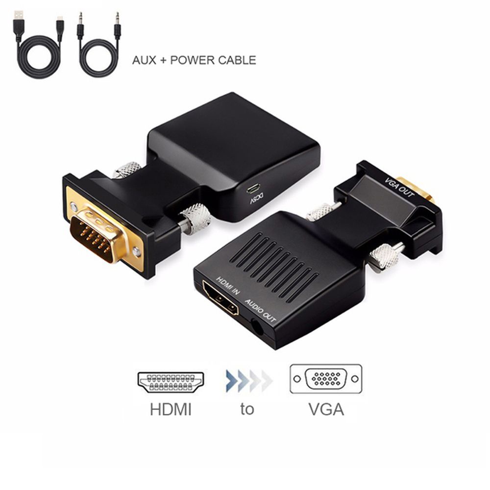 Rebuy Adapter Converter Vga Ke Hdmi 1080p Dengan Output Video + Audio Untuk Laptop / Pc