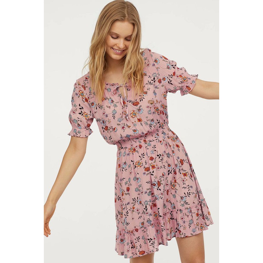 27252 Dress Pink Bunga Pink Flower Dress