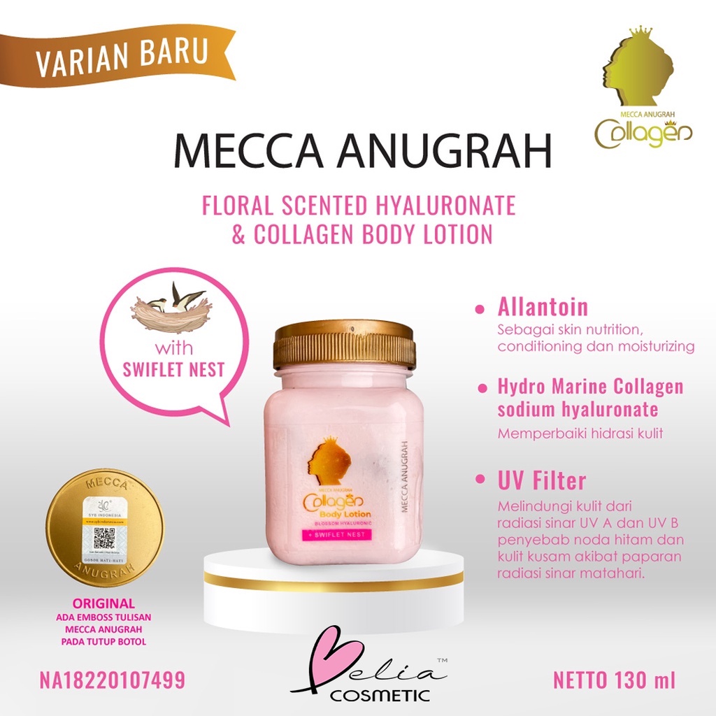 ❤ BELIA ❤ Mecca Anugrah Collagen Body Lotion by SYB Original 100% (Bitcol) | Pemutih Tubuh | Pelembab | BPOM