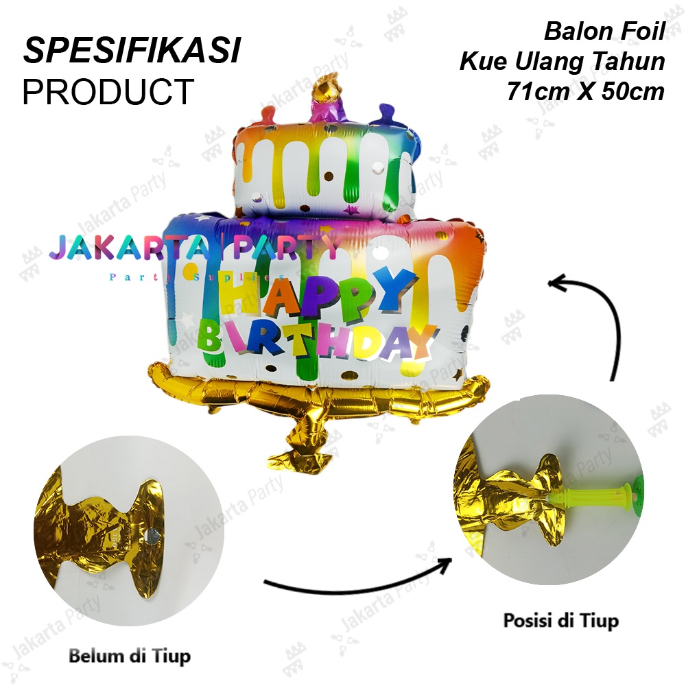 Balon Foil Cake Happy Birthday Jumbo #2 / Balon Karakter Cake