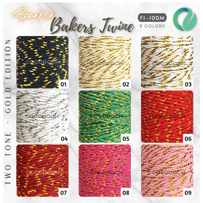 Sparkle Bakers Twine Benang Ikat Katun Hias Tali Warna 2mm 100M