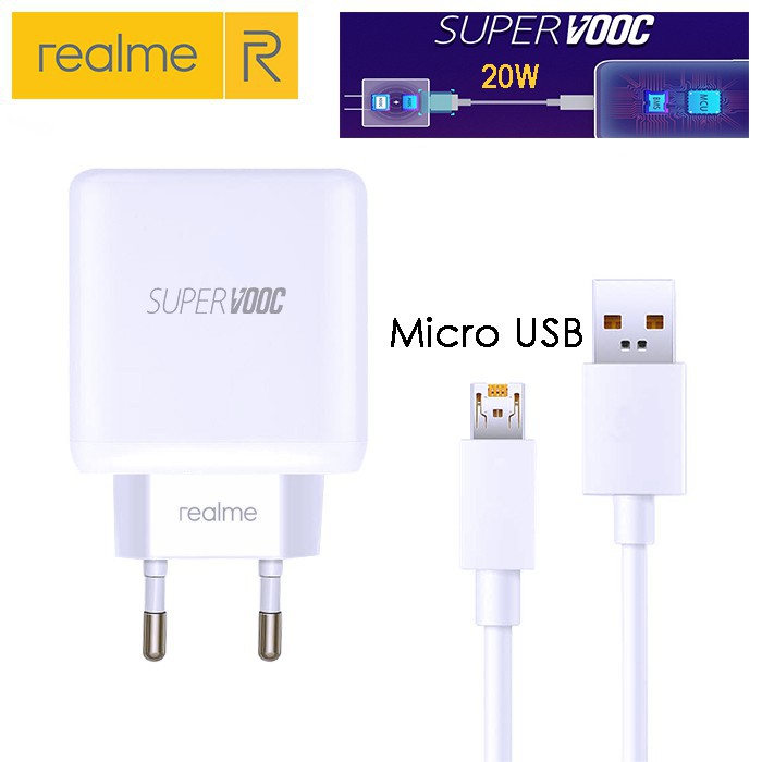 CHARGER REALME Original 20W FAST CHARGING SUPER VOOC MICRO C1 C2 K1 U1 Realme 1 2 3 5 Pro