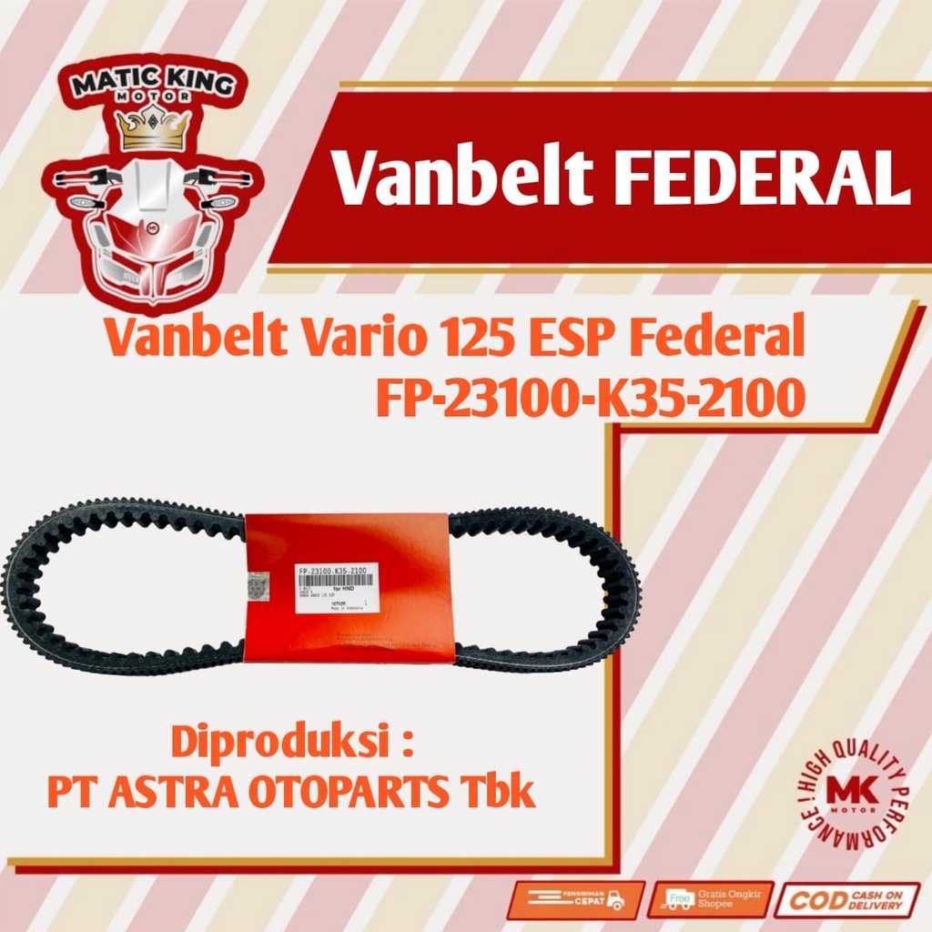 Vanbelt V Belt Van belt Fanbelt Vario 125 LED ESP FEDERAL ASTRA OTOPARTS  FP-23100-K35-2100