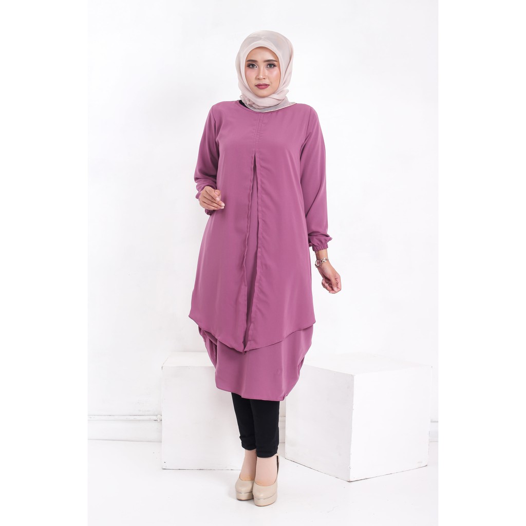 BAJU WANITA MURAH MORELLA TUNIK MAGENTA BAJU WANITA GROSIR TANAH ABANG