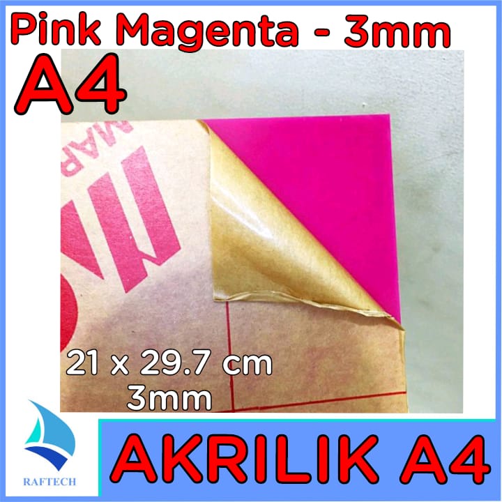 Akrilik A4 Lembaran 3mm Acrylic 3mm Pink Magenta Marga Cipta