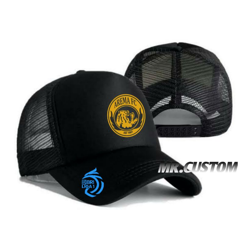 Topi trucker/topi jaring premium/topi distro pria wanita lokal LOGO AREMA MALANG BRI LIGA 1