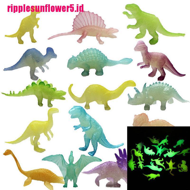 16pcs / set Mainan Dinosaurus Jurassic Noctilucent Glow In The Dark