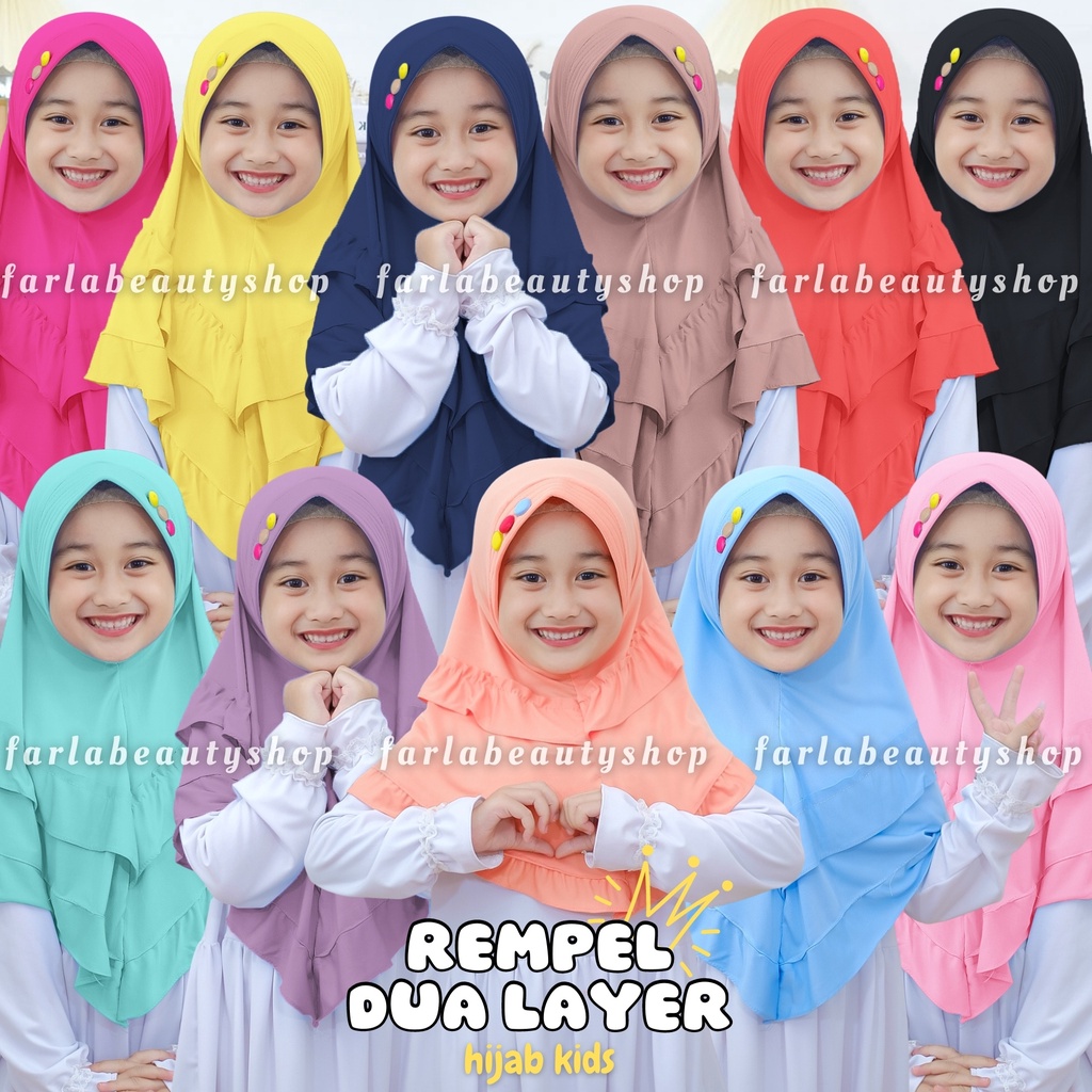 Hijab Anak TK SD Rempel 2 Layer Tanggung Lucu Murah Terbaru Bisa COD Jilbab Anak Perempuam TK Lucu M