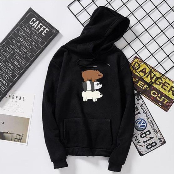 STACKED UP BEAR HOODIE JUMPER - ATASAN TEBAL TERLARIS