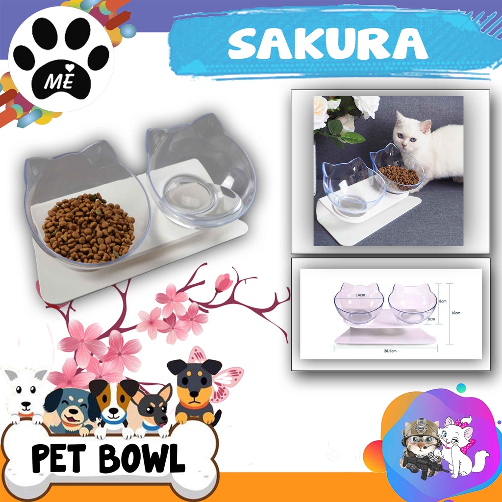 Pet Bowl &quot;NECK PROTECTION SAKURA&quot; Tempat Makan Minum Hewan