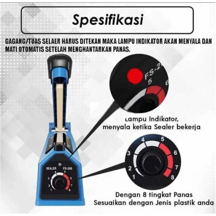 Beliajadulu88 Alat Press Plastik Impulse Sealer 20 CM alat Perekat plastik 20 CM PIOLINE 8200 PFS