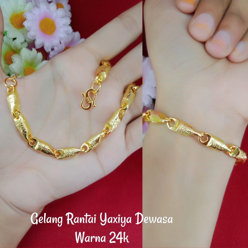GELANG PADI TEBAL/GELANG PADI/GELANG KUNING/GELANG PADI DEWASA/GELANG LAPIS EMAS KUNING