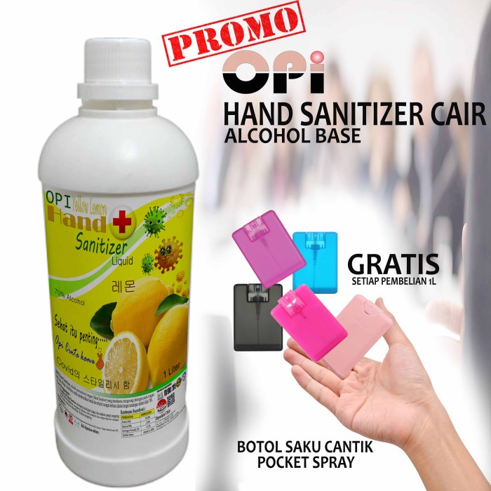 Hand Sanitizer 1 Liter Cair Lemon Bonus Botol pocket Promo berlaku hanya bulan ini saja, ayo buruan sebelum habis periode promo sudah ada izin edar resmi by Oke sabun suplayer