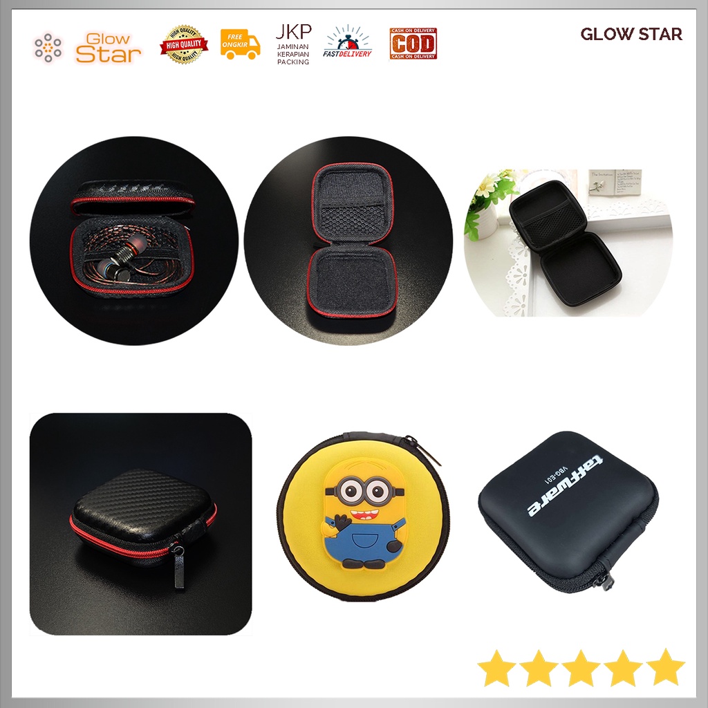 Kotak Penyimpanan Earphone Wadah Tempat Simpan Headset Aksesoris Gadget Case Earphone Mini Model Minion Hardcase