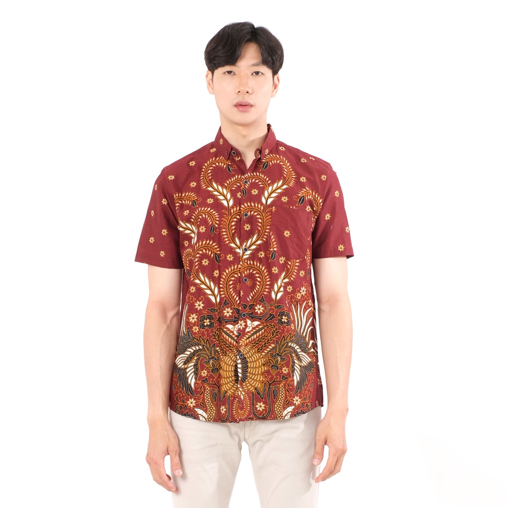 SANVANINA Kemeja Batik Pria Slim Fit Gandum | E-7012