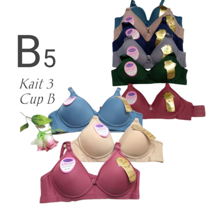 Bh Bra Polos Fema B5 Cup B Kait 3 Super Soft nyaman di pakai menyerap keringat di jamin awet