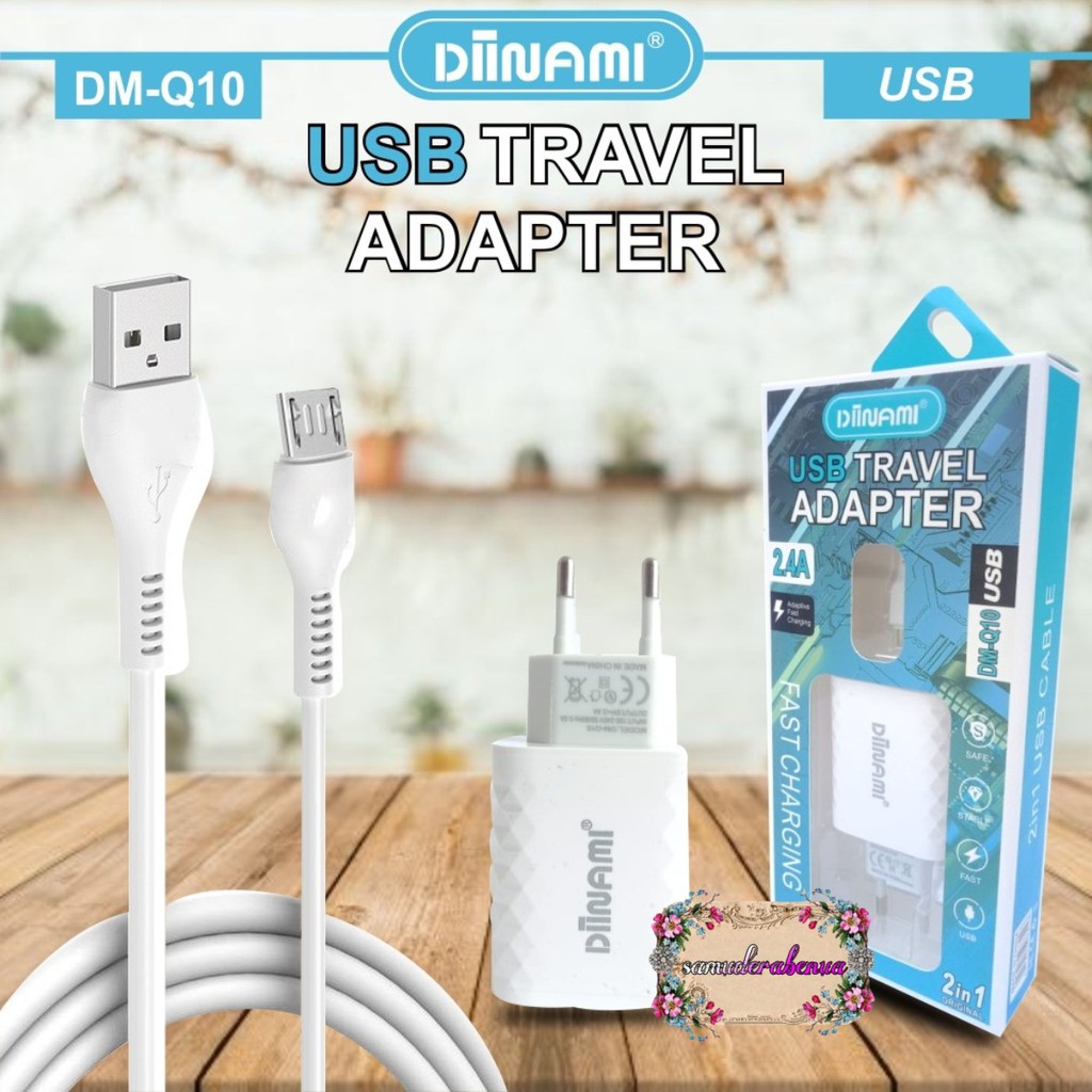 BM058 Diinami Q10 Cashan charger original 2.4Amper Samsung oppo xiaomi realme Vivo Free kabel Micro SB1444