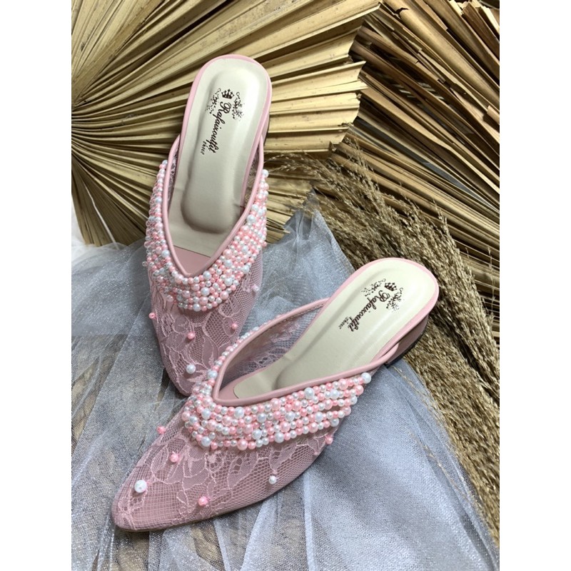 sepatu kathy dustypink hak 3cm bahan