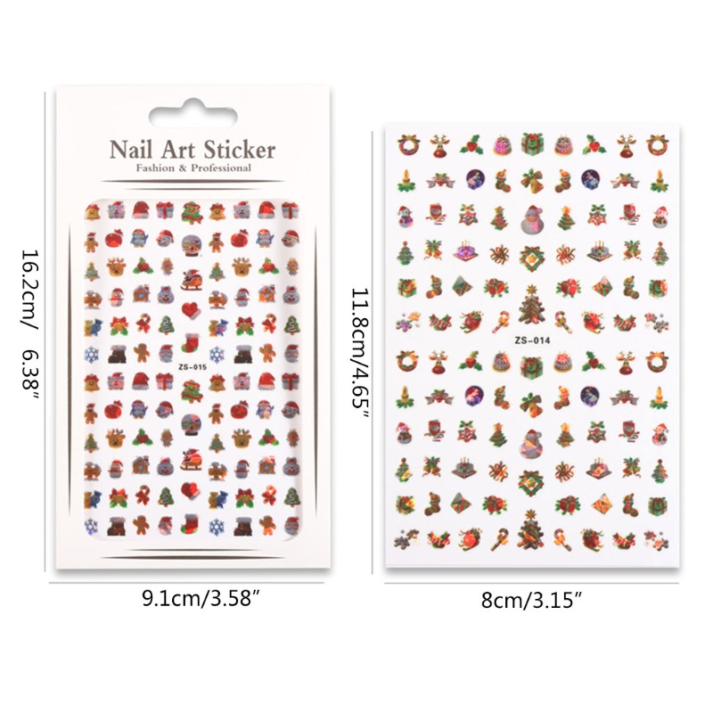 Siy Stiker Kuku Motif Natal Warna-Warni Untuk Dekorasi Nail Art Diy