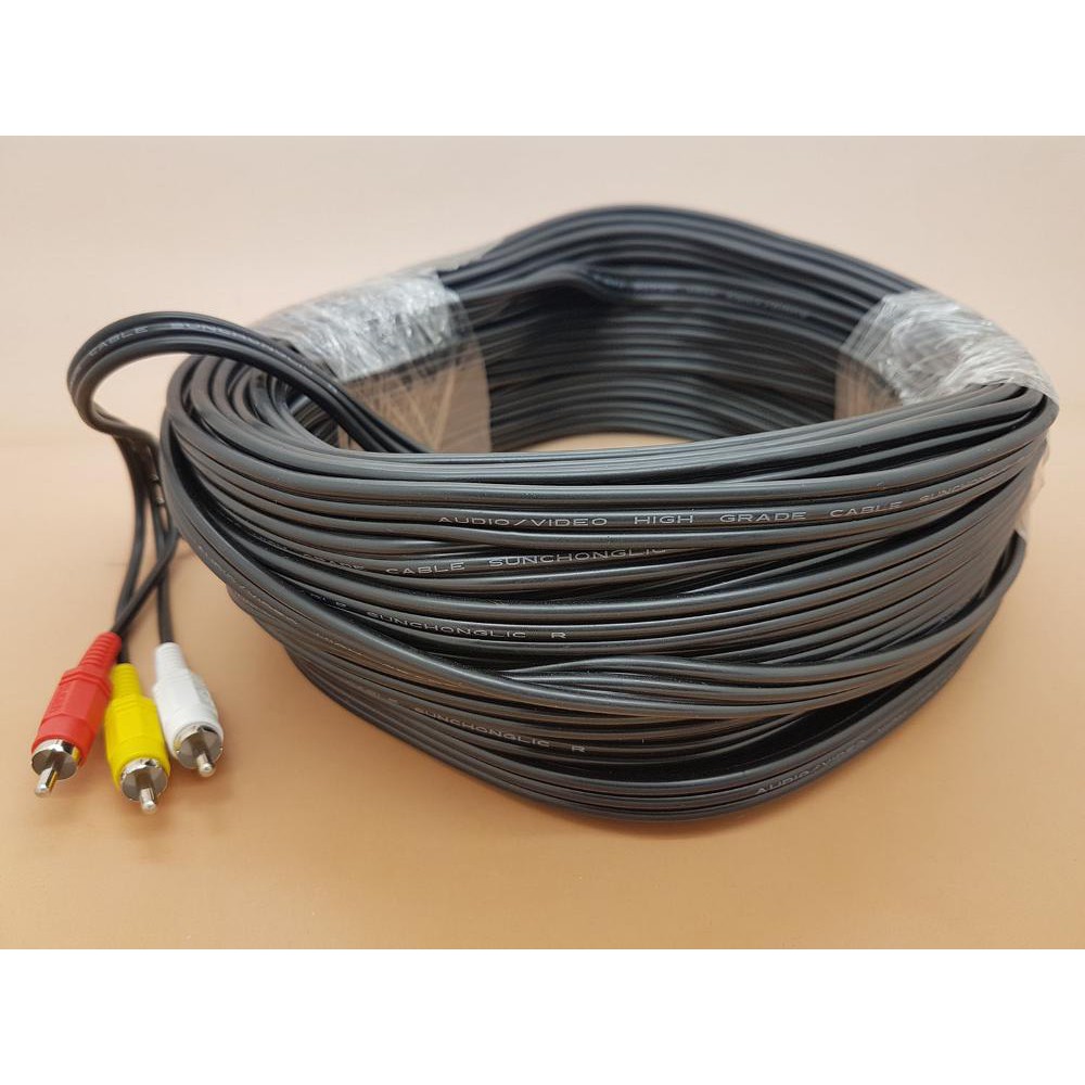 TERBAIK Kabel RCA Audio Video 3 Jalur Panjang 20 Meter SUOER