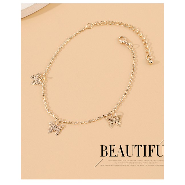 LRC Gelang Kaki Fashion Golden Little Butterfly Alloy Hollow Y64458