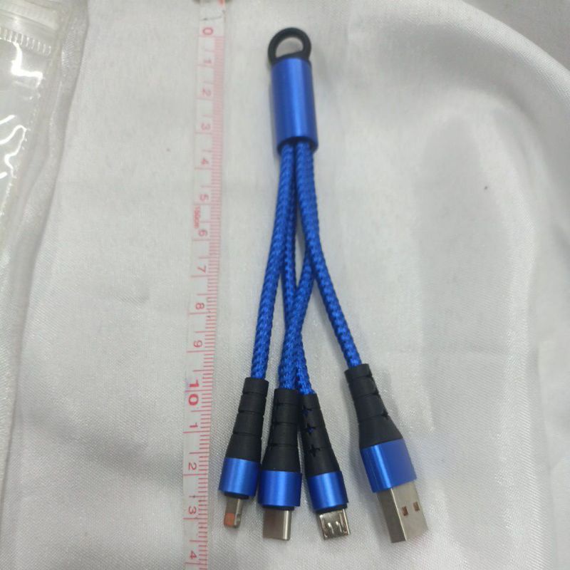 kabel pendek 3in1 cocok powerbank semua colokan samsung, oppo, vivo, xiaomi 2.4 A