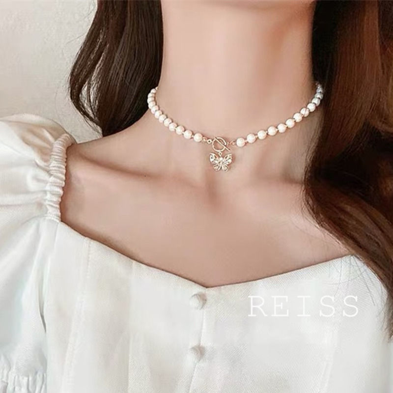 Korea Wanita Mutiara Kalung Kupu Kalung Super Peri Temperamen Liar Kalung BARU