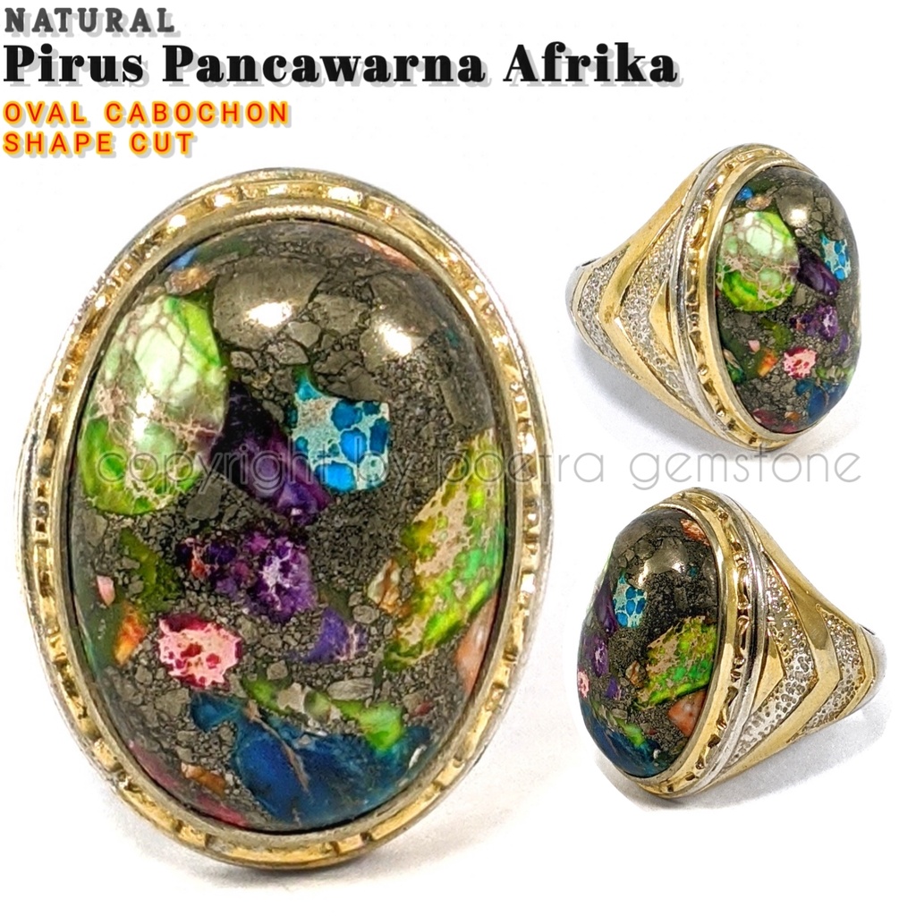 Natural Batu Akik Pirus Pacawarna Afrika Oval Cabochon