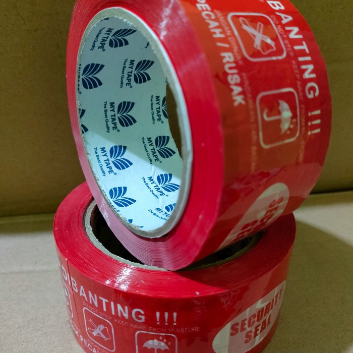 Lakban Fragile Isolasi Jangan Dibanting 2 IN 1 (48mm 100Yard) Lakban Merah Putih