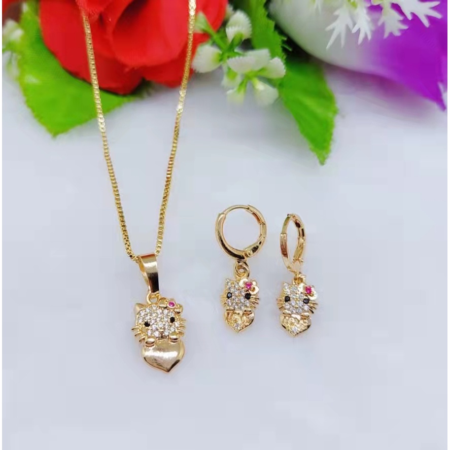 Set Perhiasan Fashion Kalung/anting Lapis emas