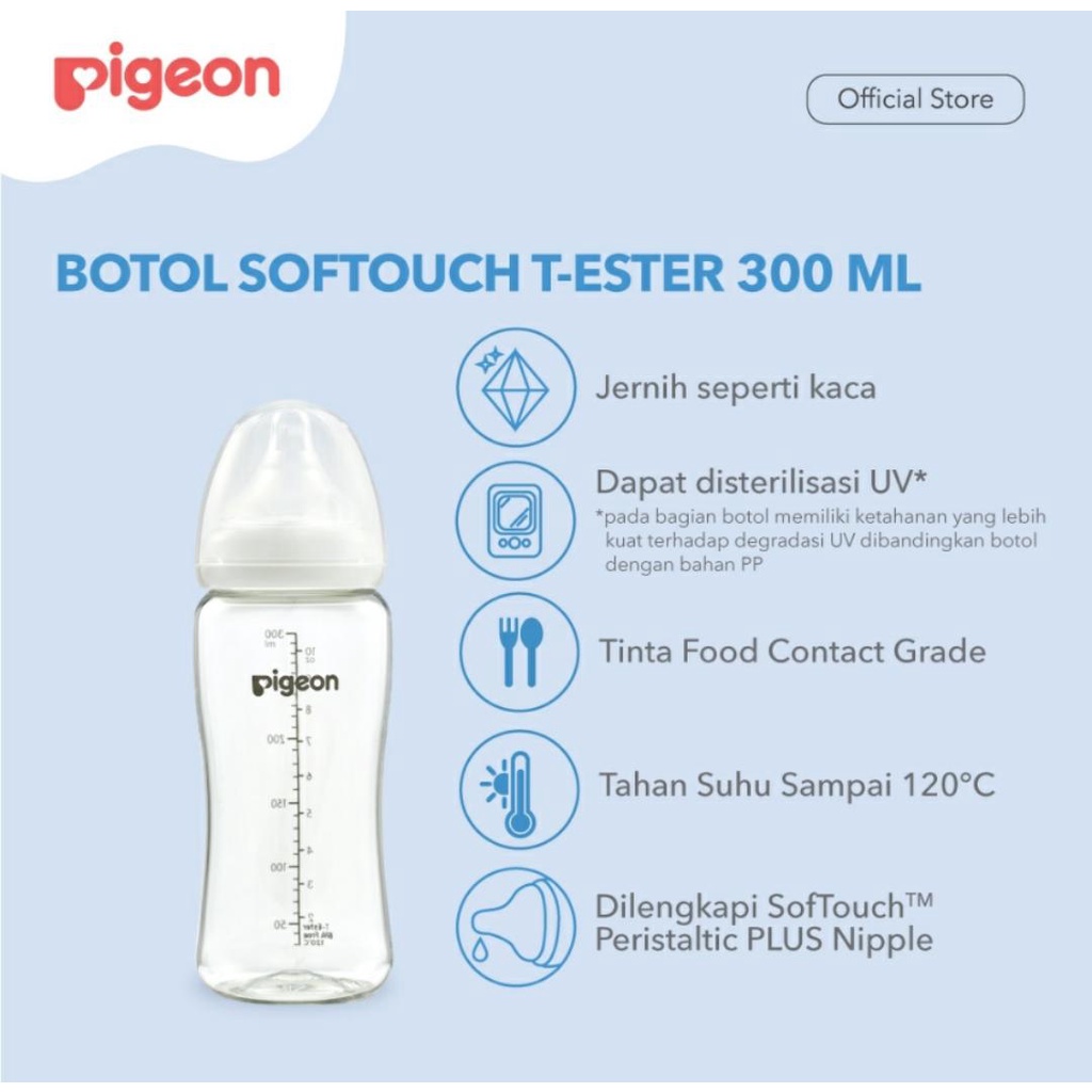 PIGEON BOTOL T-ESTER WIDE NECK 200ML &amp; 300ML / BOTOL SUSU BAYI