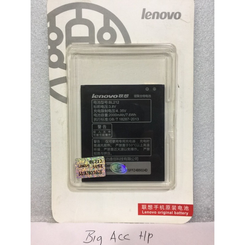 Baterai-Batere-Original Lenovo BL212 / S898 / A780 / A628