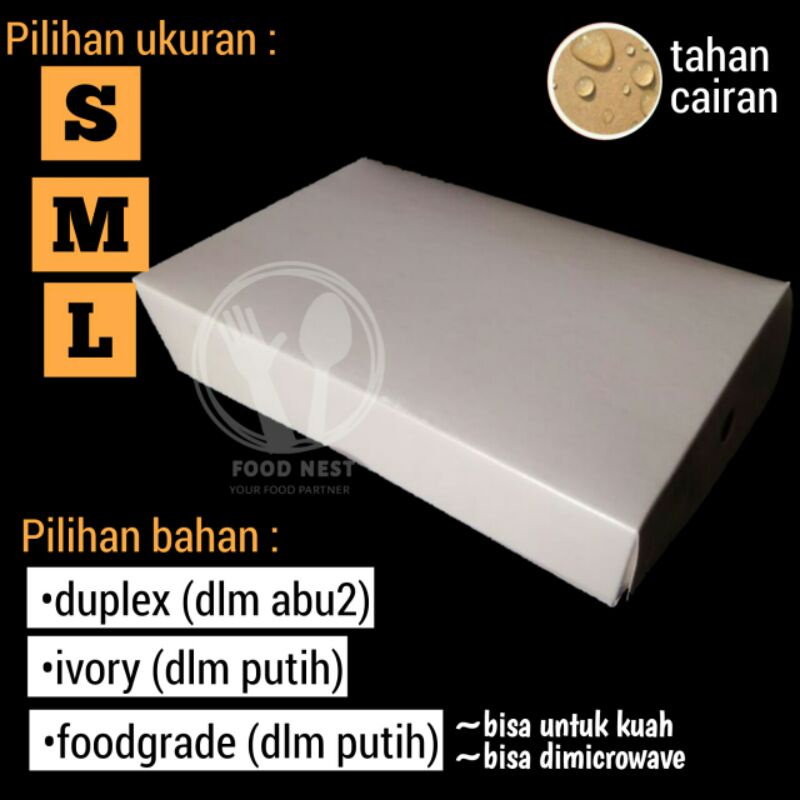 PAPER LUNCH BOX PUTIH POLOS TEMPAT MAKAN KERTAS MEDIUM TAKE AWAY BOX PUTIH IVORY LUNCH BOX FOODGRADE lunch box duplek lunch box putih selipan lunch box ivory medium