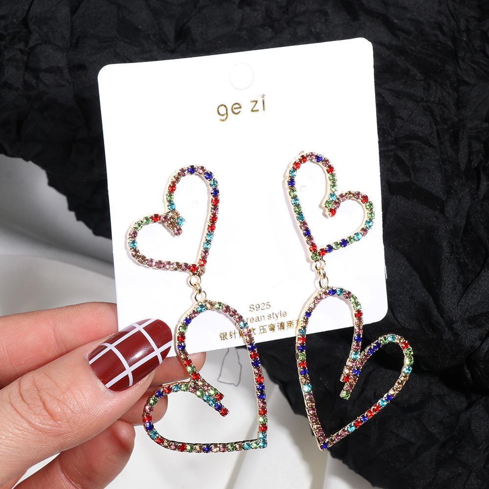 Lily Hoop Earrings Fashion Wanita Perhiasan Ear Studs Double Heart