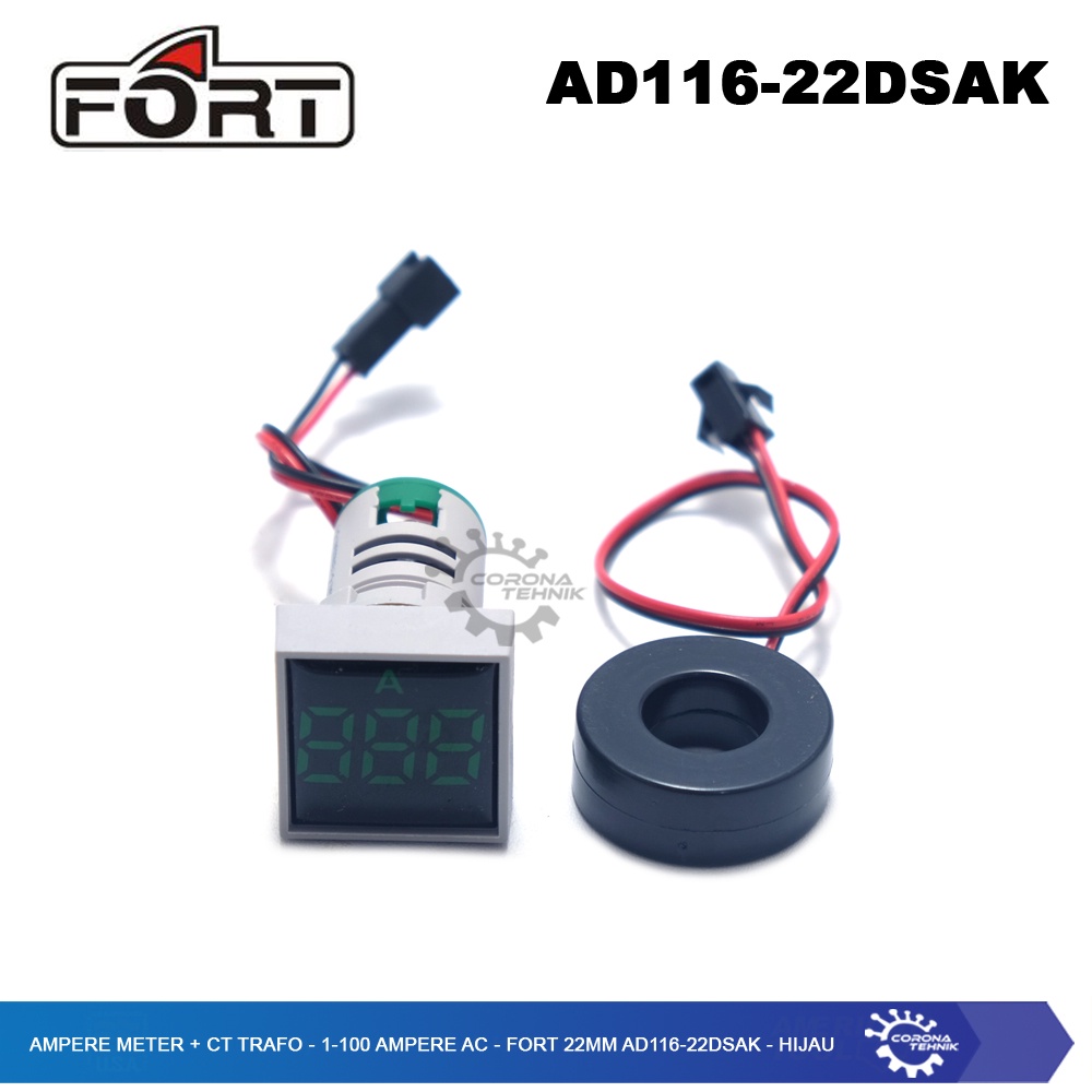 FORT  - Ampere Meter + CT Trafo - 1-100 Ampere AC - 22mm AD116-22DSAK