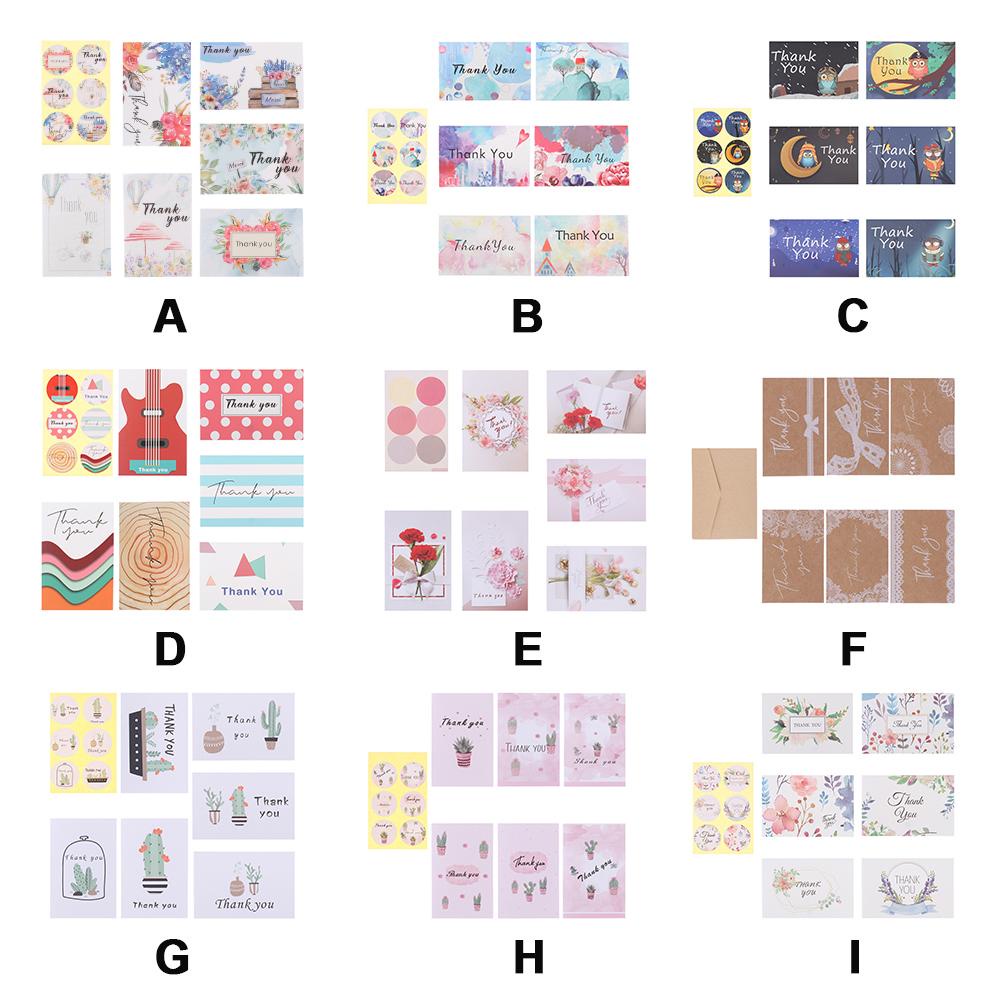 Top 6Pcs/Pack &quot;Terima Kasih&quot; Kartu Party Cardstock 4x6inch Paket Sisipan Puji Label Online Eceran Navy Biru Cat Air Kagumi Kartu