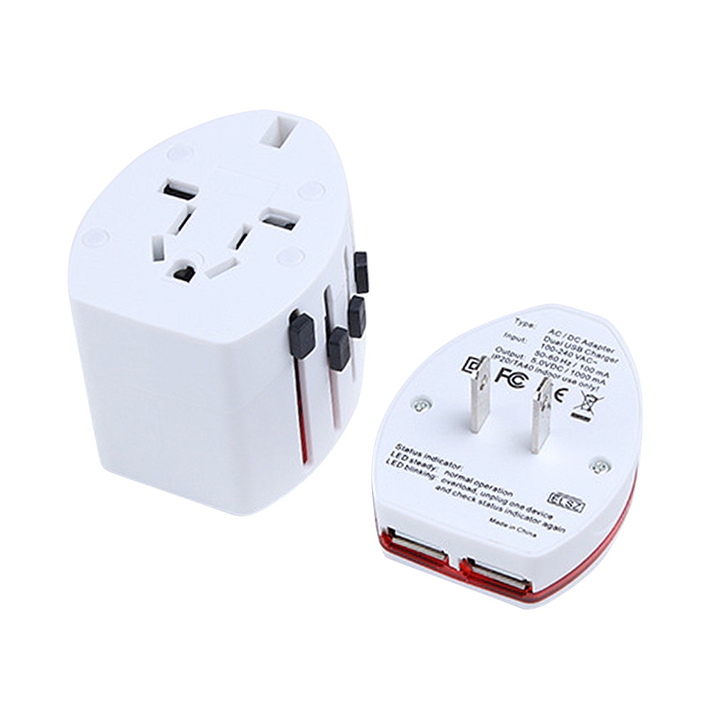 Adapter Konverter Socket Power Ac Universal Us Au Eu Uk Plug Warna Putih Bahan Abs Tahan Api Untuk Travel