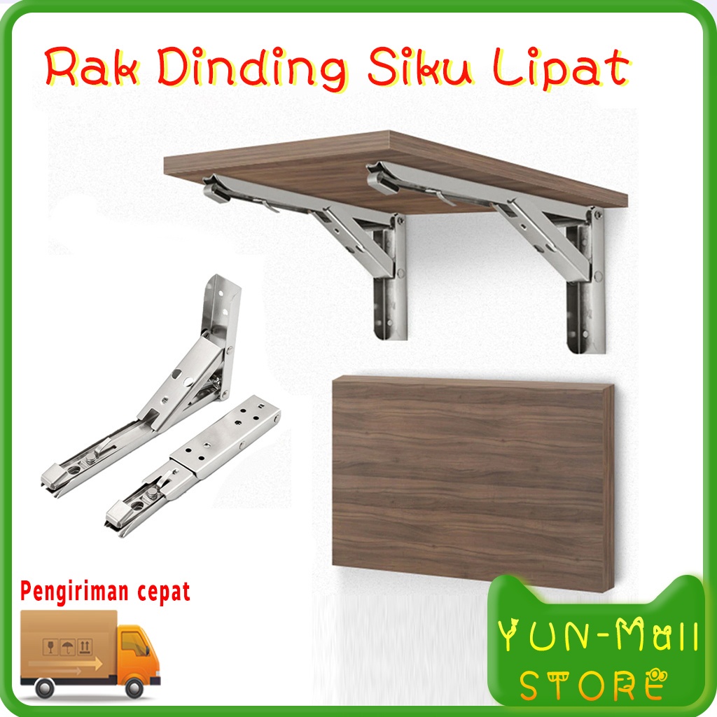 【COD+Dalam stok+Pengiriman Cepat】YUN Rak Dinding Siku Lipat Ukuran 14 Inci 2 Pcs Bahan Stainless Steel Kapasitas 75 Kg - Rak Dinding Lipat - Rak Siku Dinding - Bracket Lipat - Meja Dinding Lipat - Meja Lipat - Rak Siku Lipat - Bracket Dinding Lipat