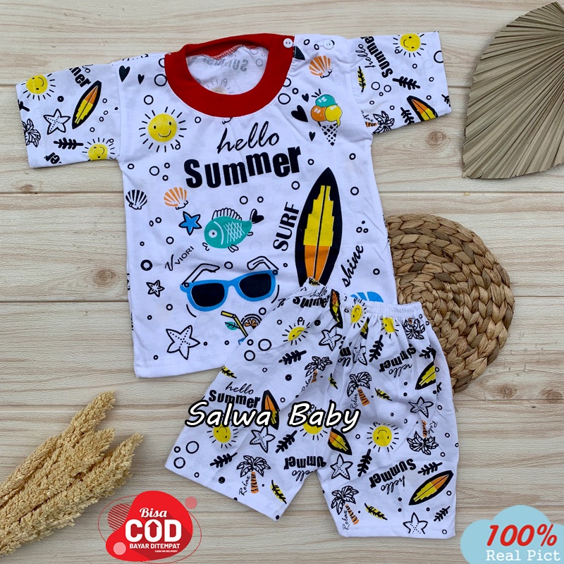 Setelan Baju Bayi Lengan Pendek Usia 5-12 Bulan Almeerababy