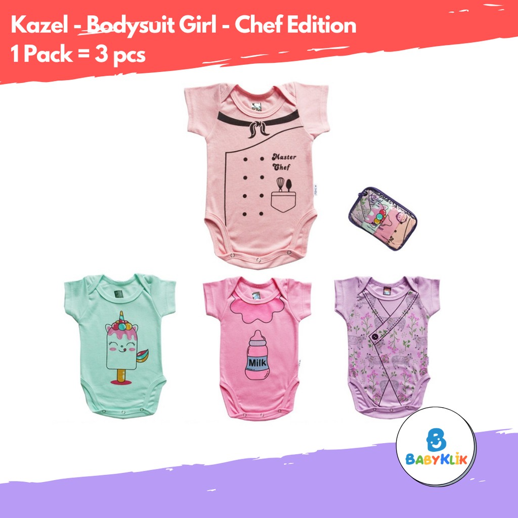 Kazel Baby Bodysuit Jumper Bayi Motif CHEF Edition isi 4