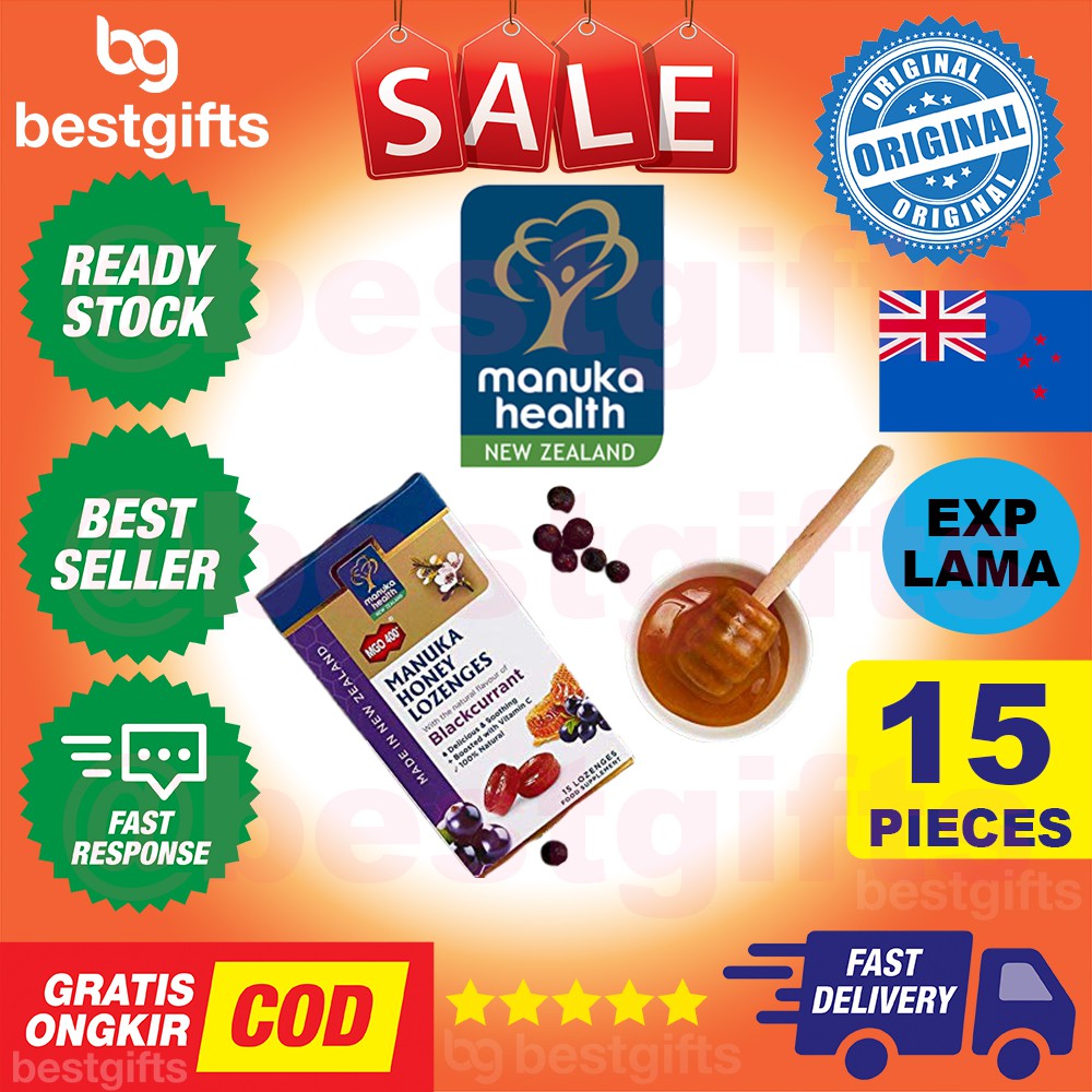 MANUKA HEALTH MANUKA HONEY LOZENGES MGO400 MGO 400 PERMEN MADU LEMON RADANG TENGGOROKAN 15 PIECES