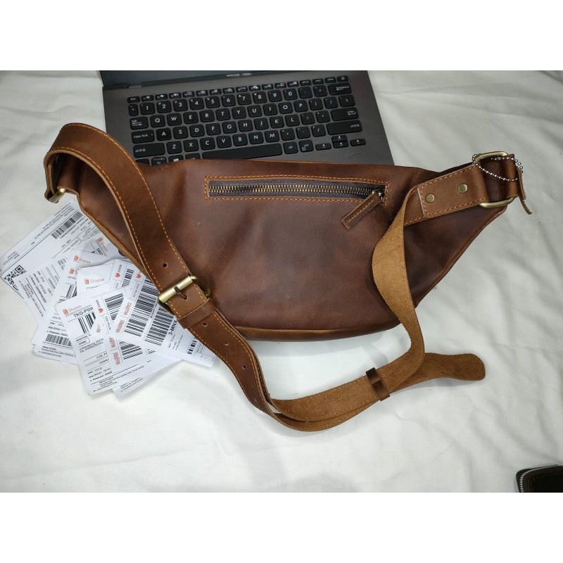 Tas Waistbag posaidown 100% kulit sapi asli crazy horse