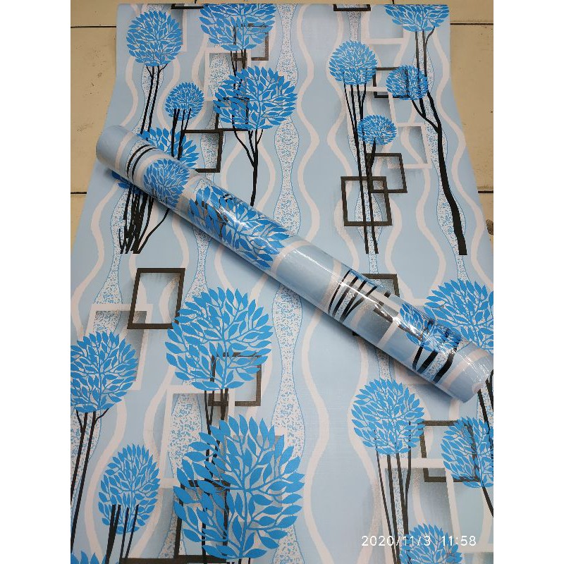 Wallpaper dinding motif kotak pohon 3 Dimensi