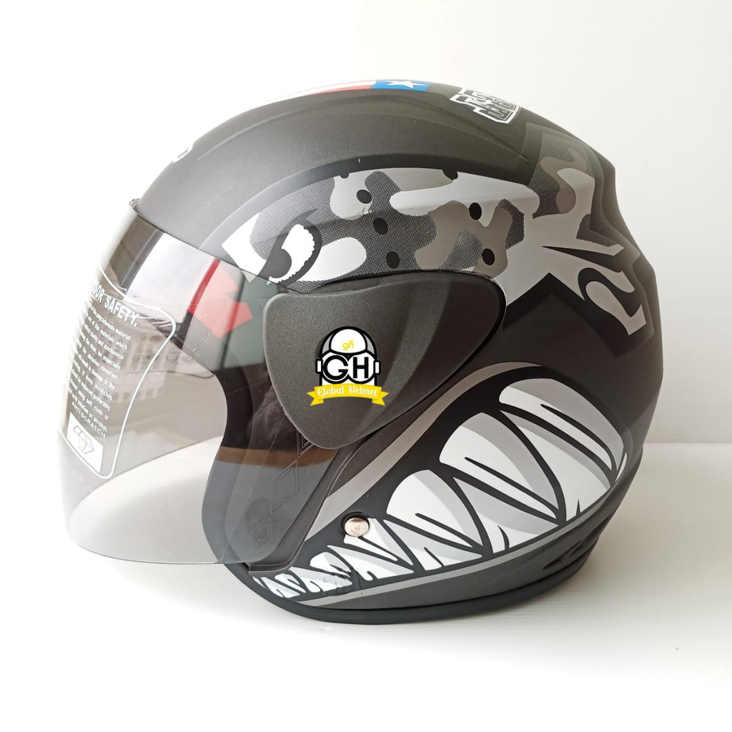 HELM HALF FACE EVOLUTION MOTIF BULLET MIRIP GM EVO MURAH HELM DEWASA MURAH
