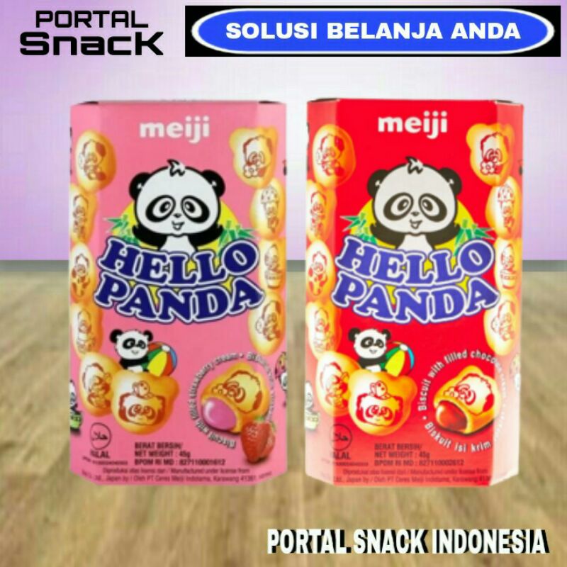 HELLO PANDA biskuit strawberry/coklat 45 gram