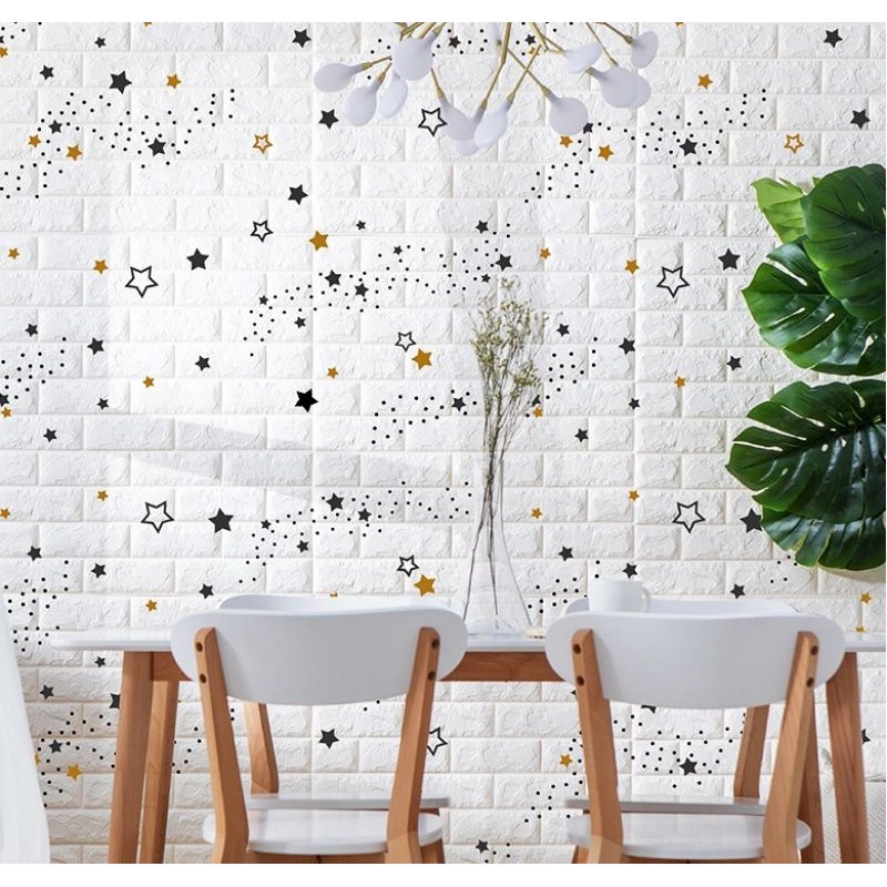 Wallpaper 3d foam dinding kamar tidur / stiker dinding foam batik ukuran 70x70cm brickfoam bata best seller-4