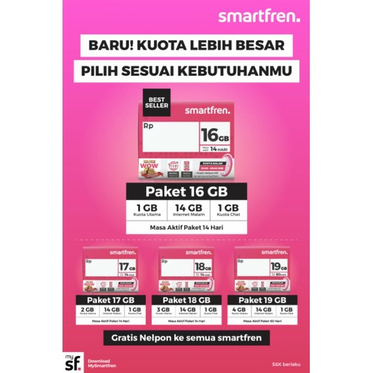 Perdana Kuota Smartfren 8GB utama 2GB YouTube