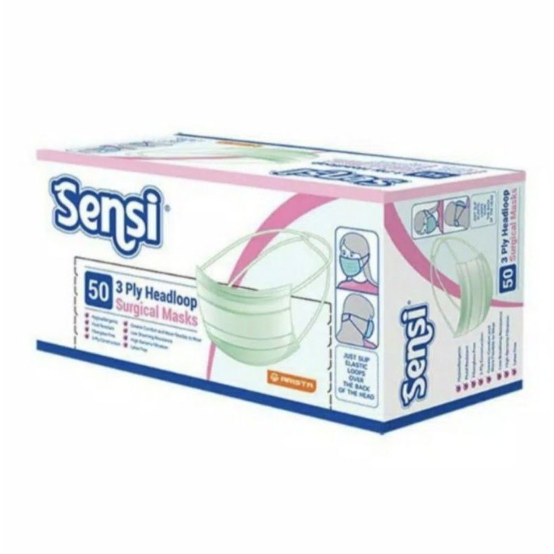 MASKER SENSI SURGICAL HEADLOOP HIJAB ISI 50PCS