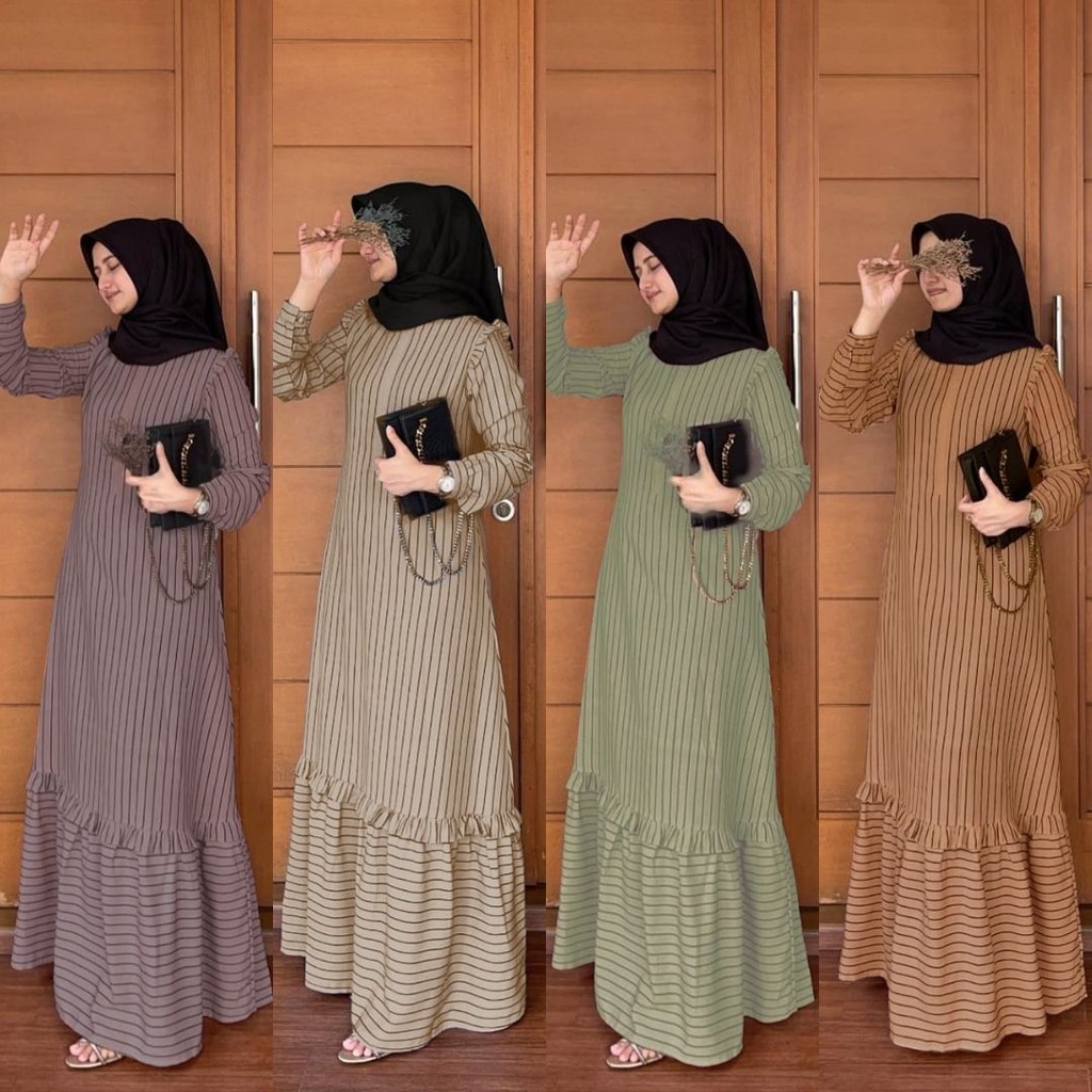 (COD) BAJU PAKAIAN FASHION CEWE WANITA DRESS GAMIS SALUR MAXY ABAYA MUSLIM ZANIA DRESS KAZANAA.ID