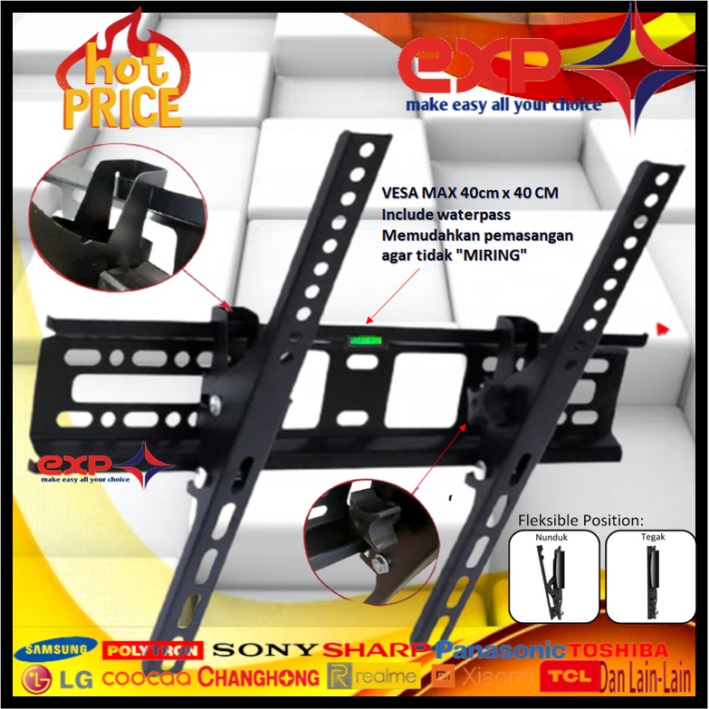 Garansi cocok!!! Bracket TV universal 42&quot; s/d 55&quot; Waterpas adjustable position-7